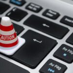 GDPR - White Caution Cone on Keyboard